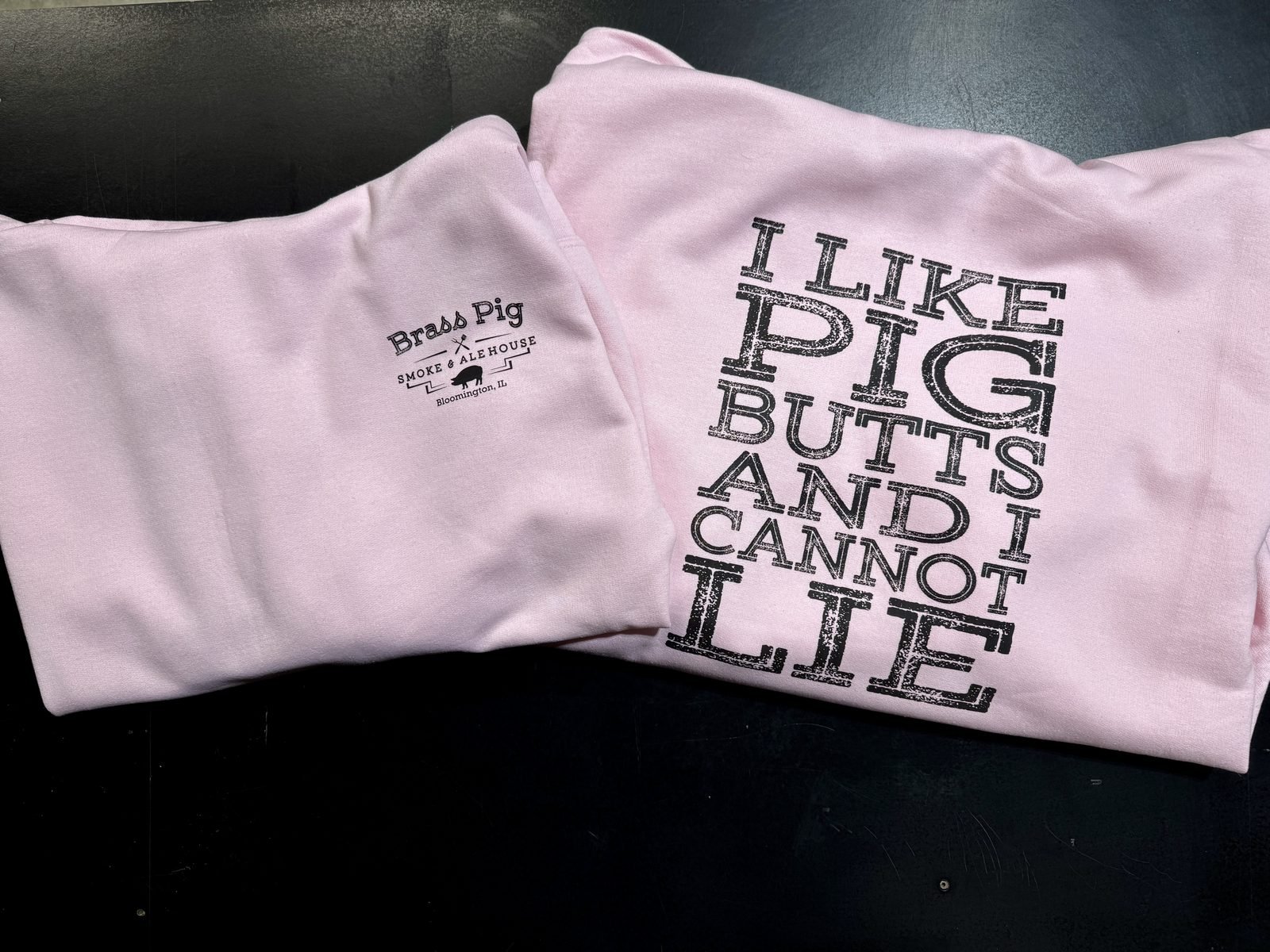 Pink Brass Pig custom printed shirts with front and back designs