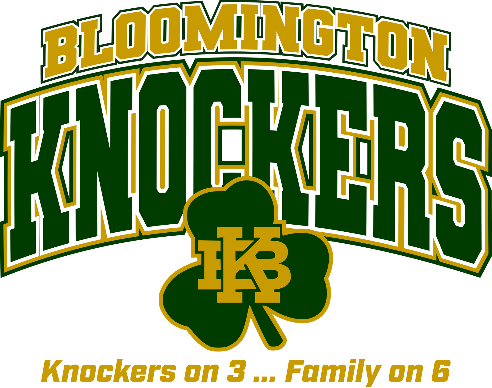 Bloomington Knockers team logo in green gold and white