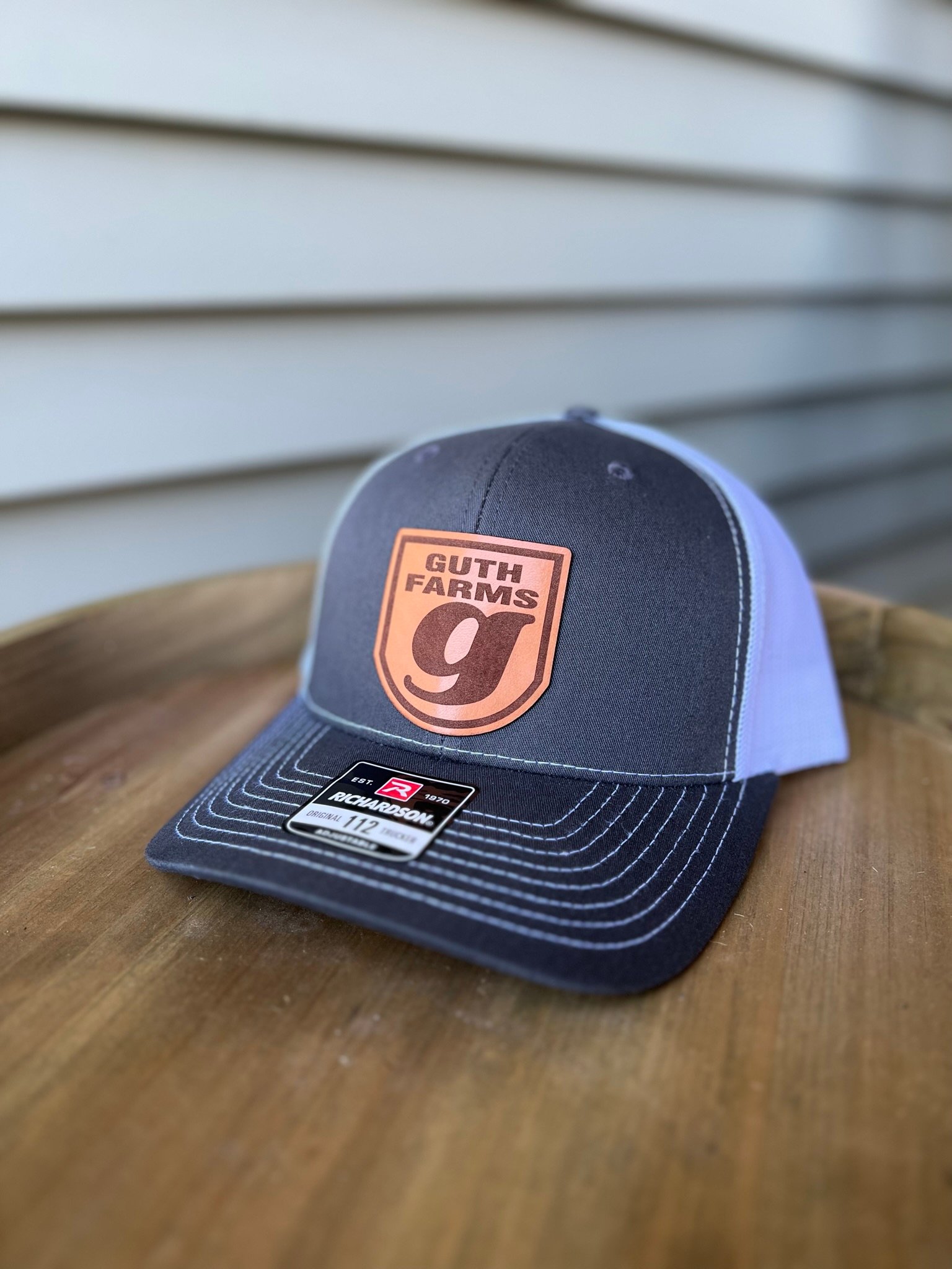 Custom farm logo leather patch hat