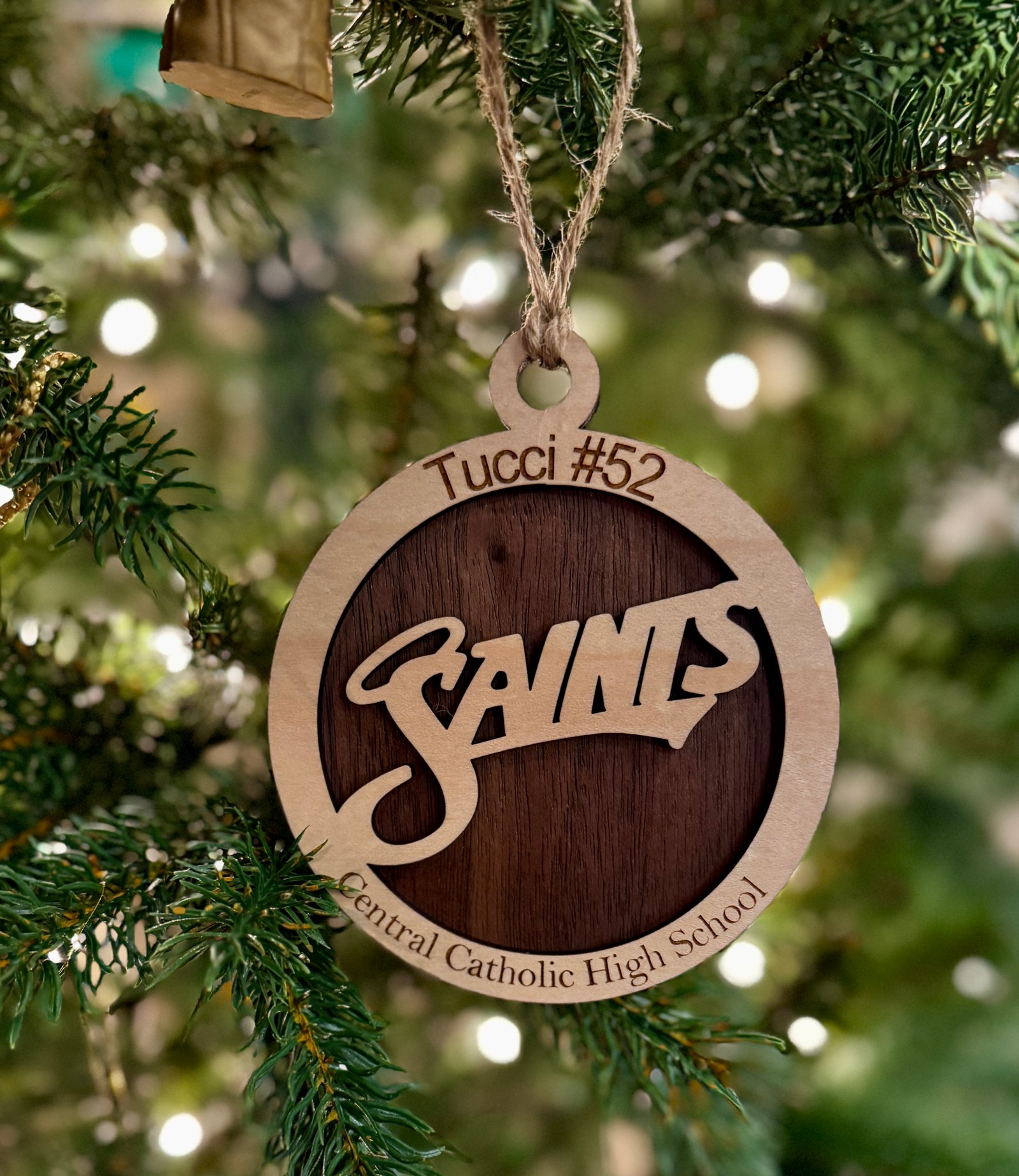 Personalized layered wooden school ornament