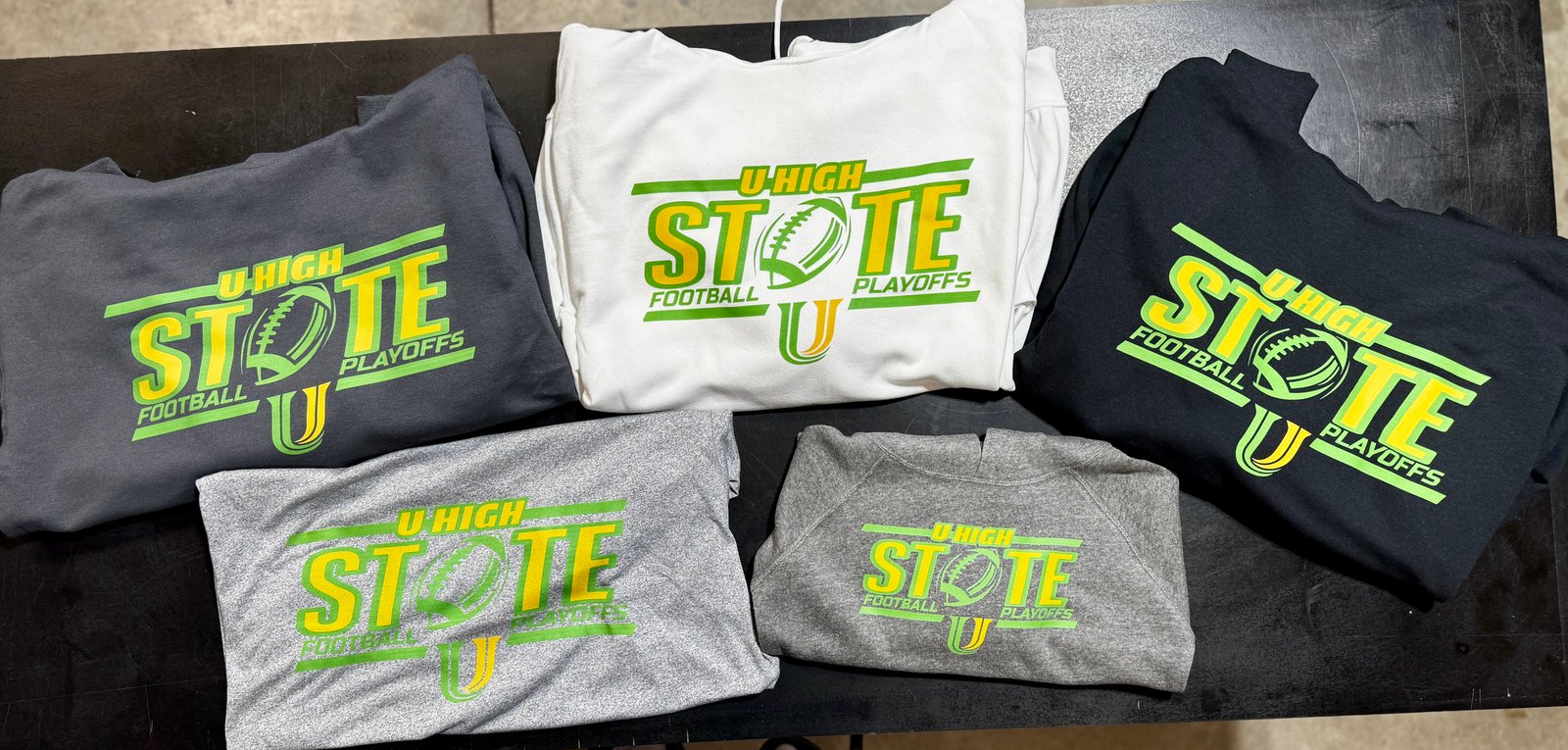 Printed team playoff apparel in multiple colors