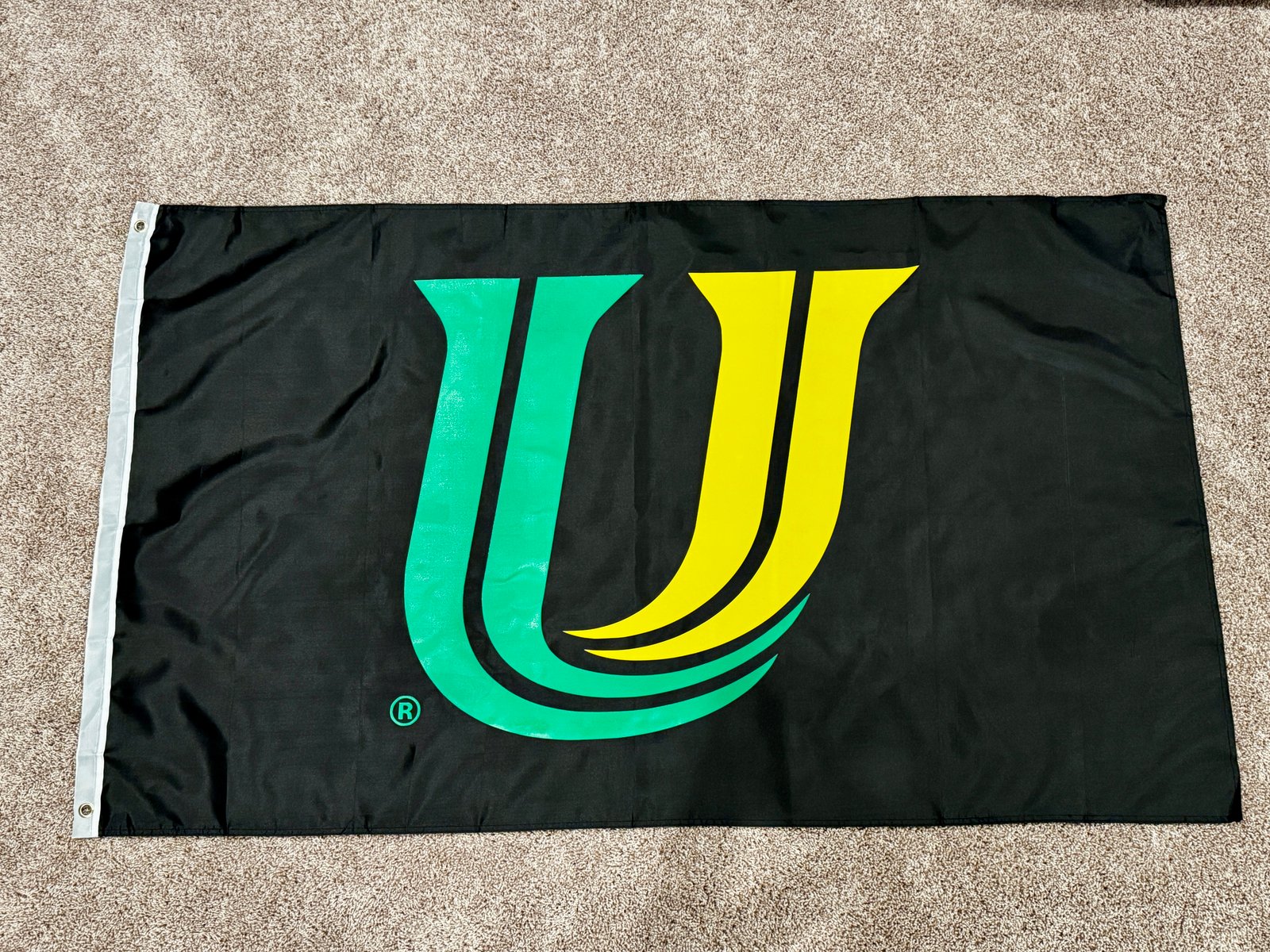 Custom team flag in green and gold